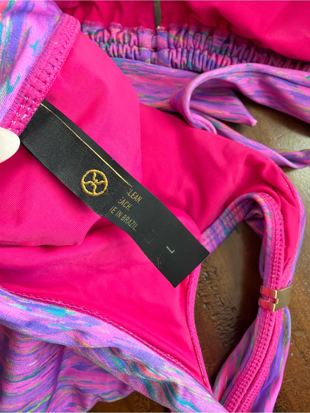 Vix Pink Purple Multicolor Triangle Bikini Set - Picture 4 of 5